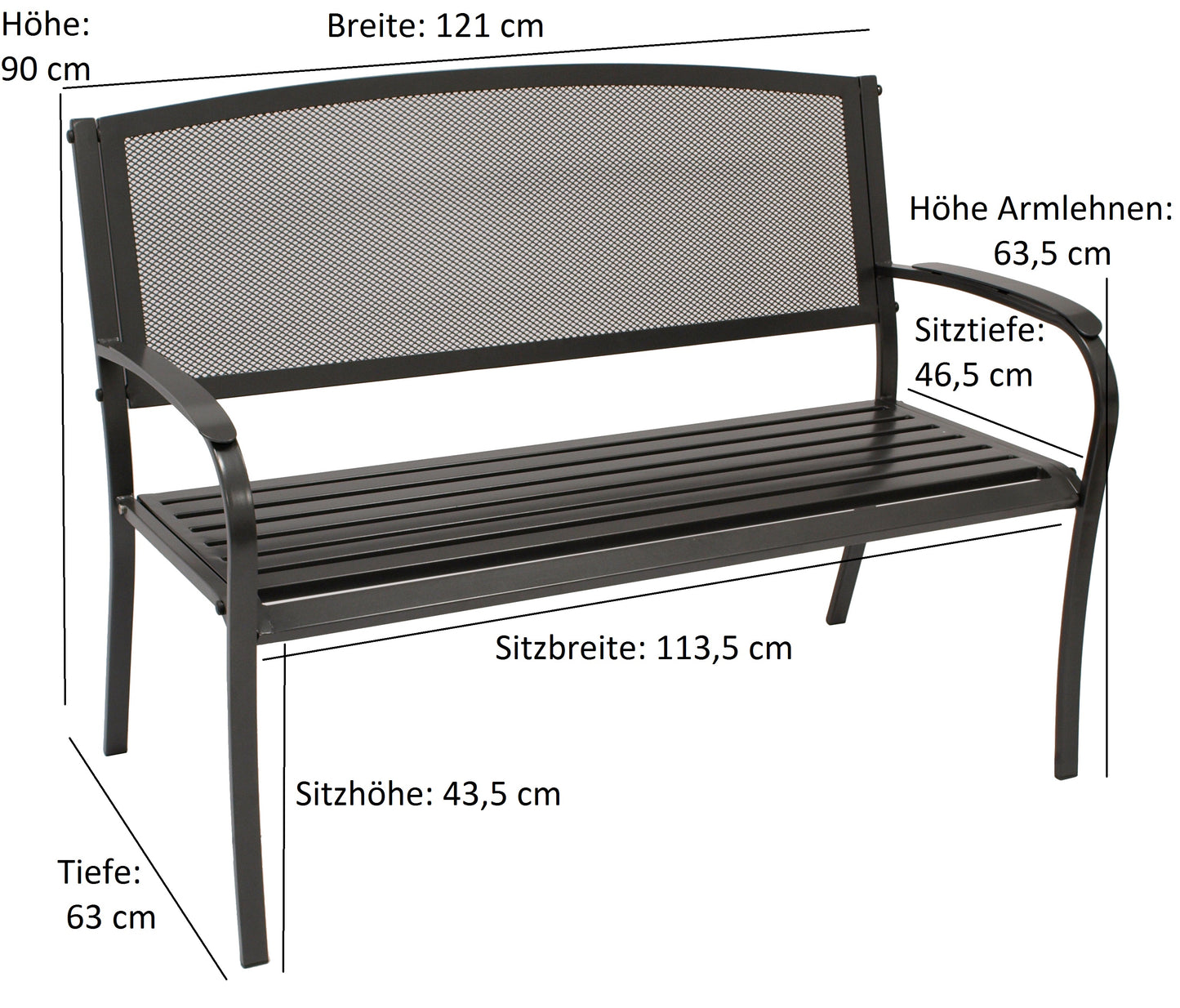Gartenbank 2-Sitzer, COMO Streckmetall anthrazit