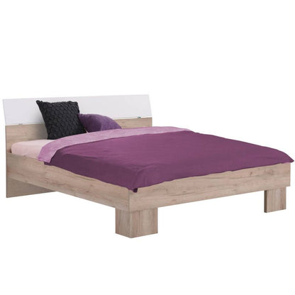 Doppelbett Bettgestell Ehebett Holzbett 160x200 cm Gästebett Eiche Grau