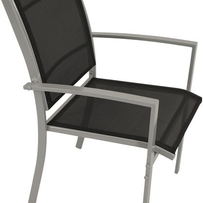 4x Stapelsessel PINO, Metall + Textilgewebe schwarz