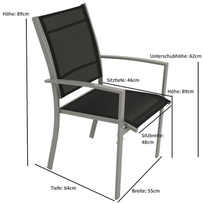 4x Stapelsessel PINO, Metall + Textilgewebe schwarz