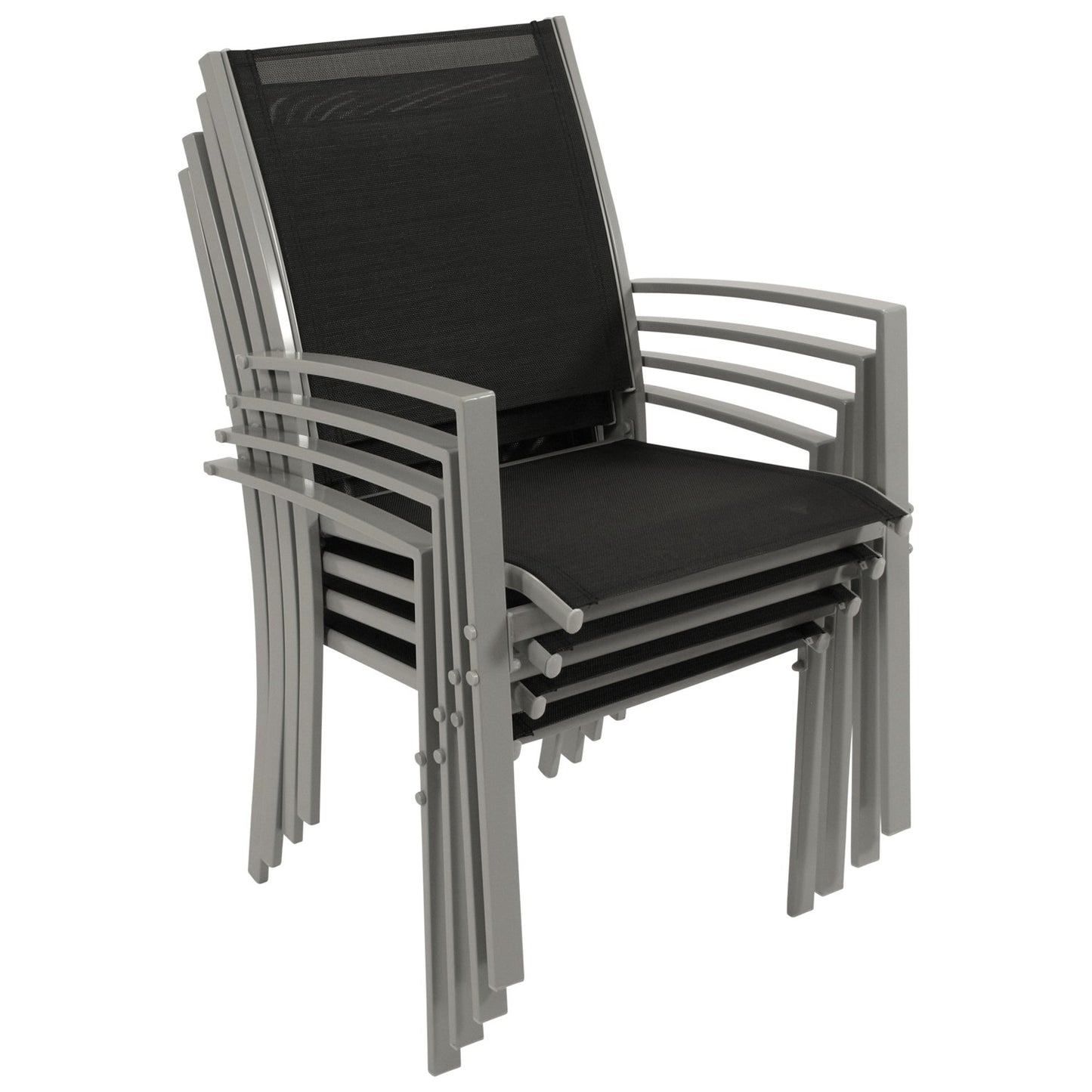 Set di sedute PINO 4 pezzi, metallo + tessuto sintetico nero