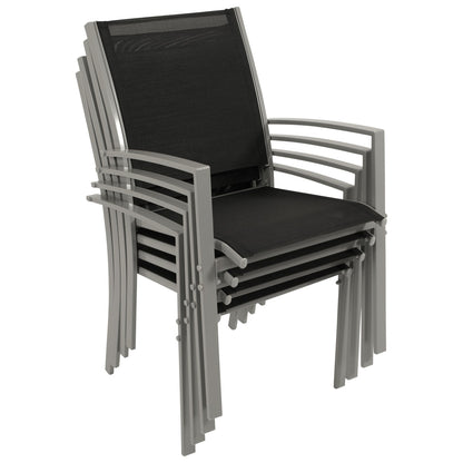 Set di sedute PINO 4 pezzi, metallo + tessuto sintetico nero