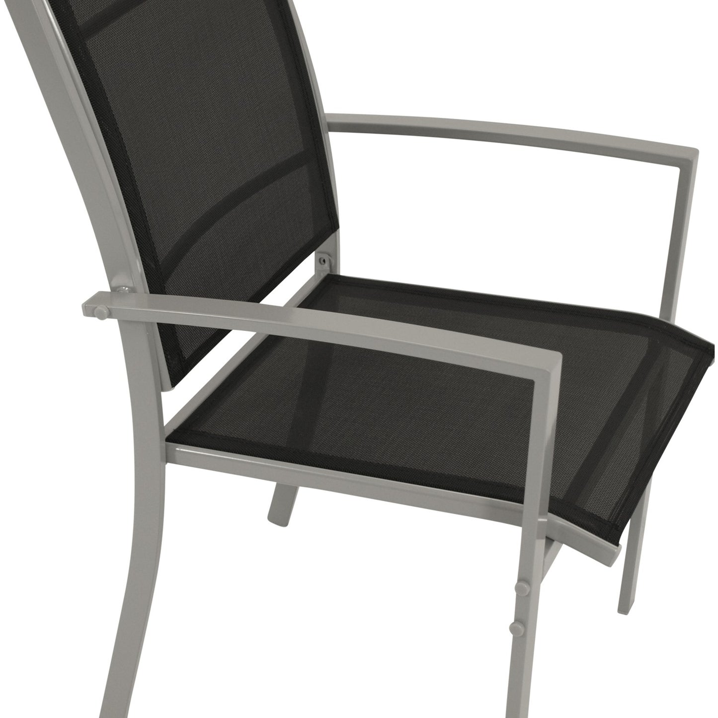 Set di sedute PINO 4 pezzi, metallo + tessuto sintetico nero