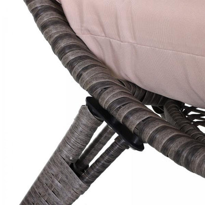 Rattansessel Gartensessel Rattanstuhl Sitzkissen Metall Beige