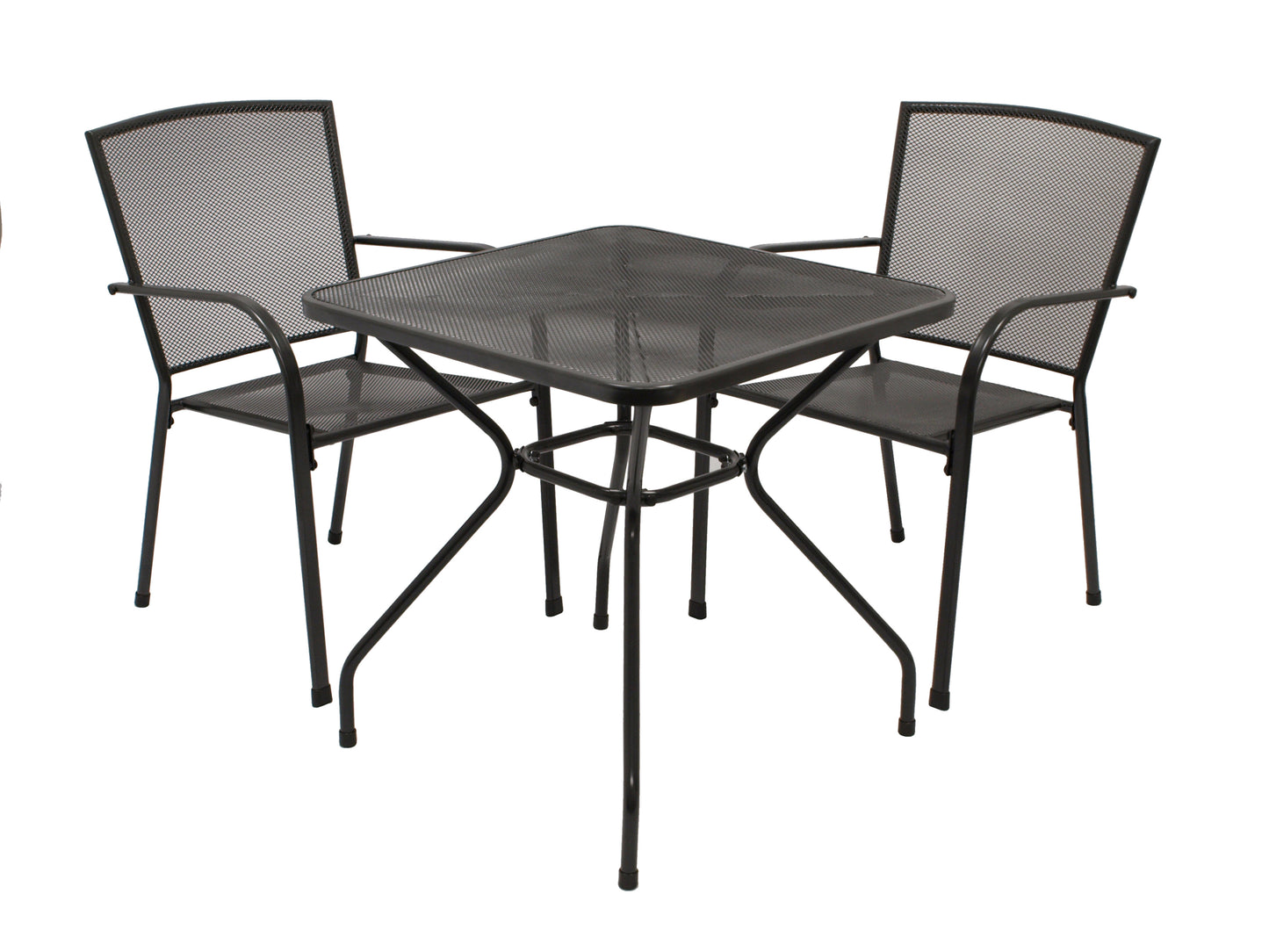 Ensemble CLASSIC, 3 pièces, métal déployé anthracite (table 70x70cm)