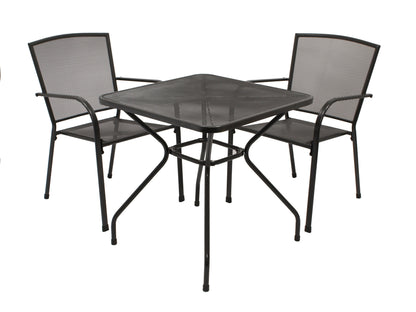 Ensemble CLASSIC, 3 pièces, métal déployé anthracite (table 70x70cm)