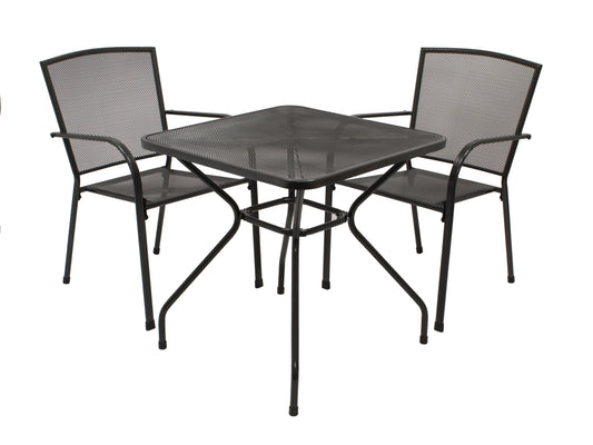 Ensemble CLASSIC, 3 pièces, métal déployé anthracite (table 70x70cm)