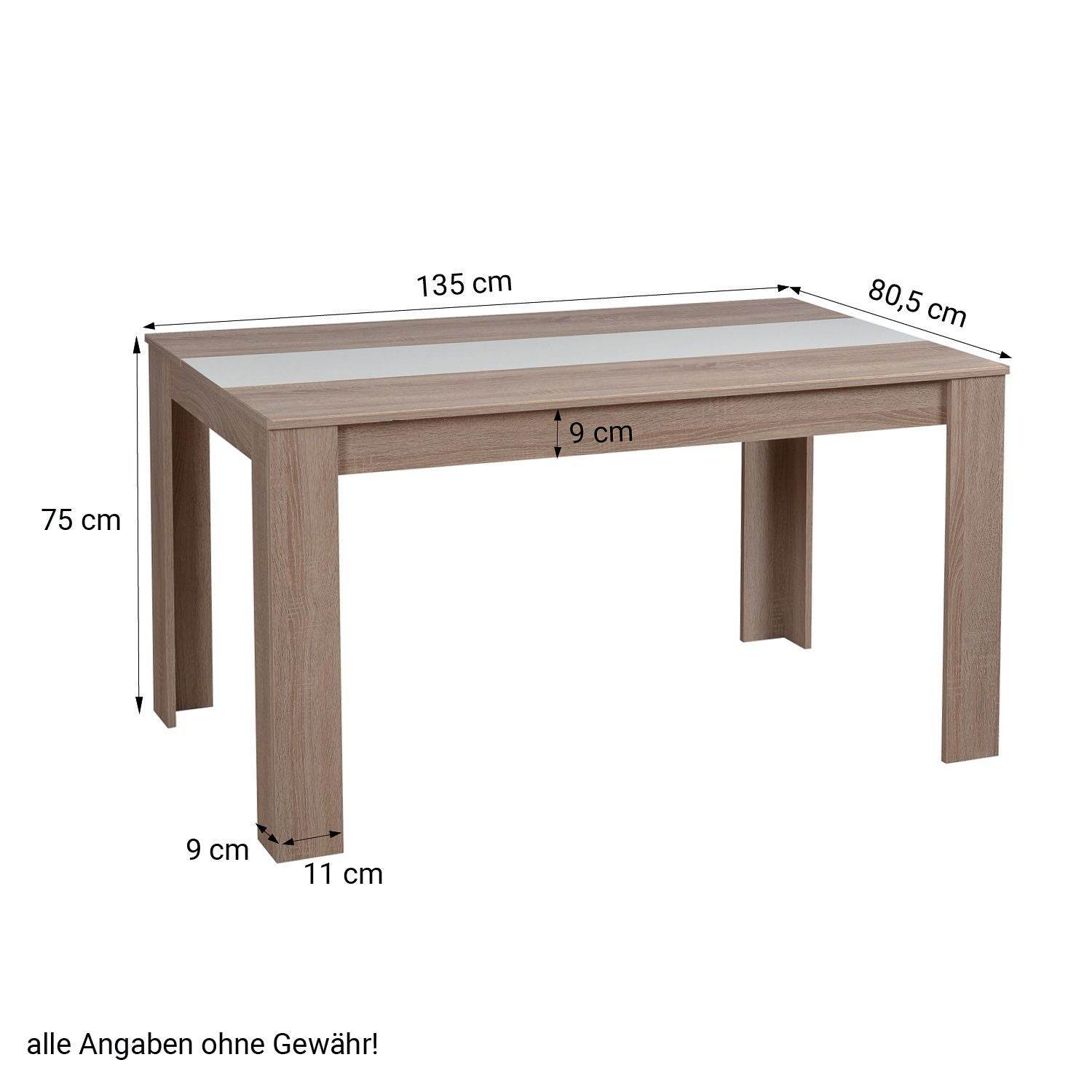 Esszimmertisch Holztisch 135x80 cm Massiv Braun - Palo24