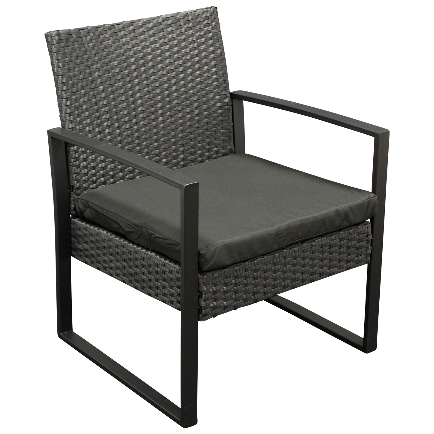 MALTA Ensemble 3 pièces, métal noir et polyrotin noir, avec revêtement