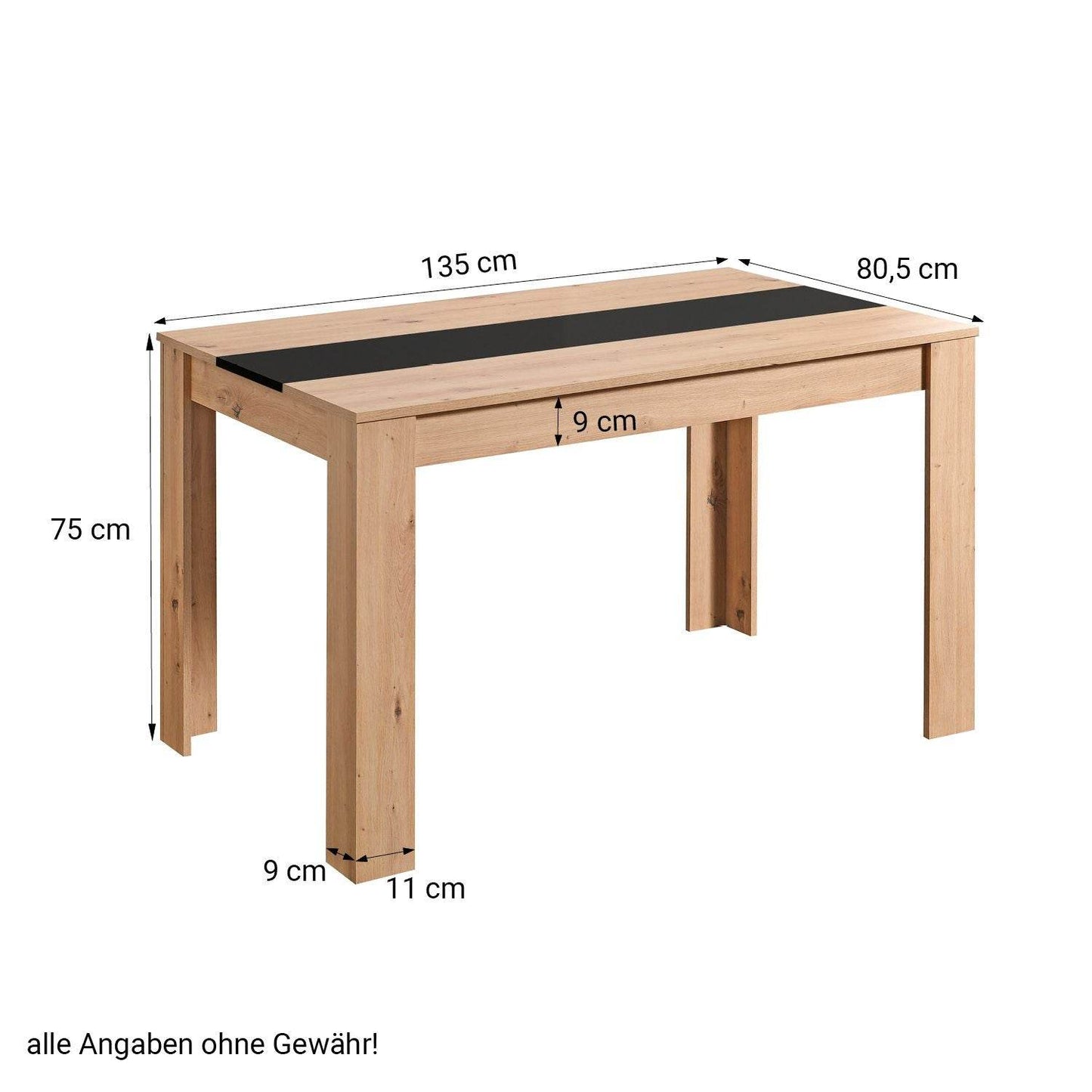 Esszimmertisch Holztisch 135x80 cm Massiv Natur - Palo24