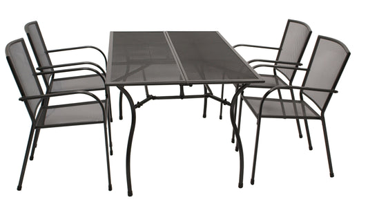 Ensemble de salon CLASSIC, 5 pièces, métal déployé anthracite (table 90x150cm)