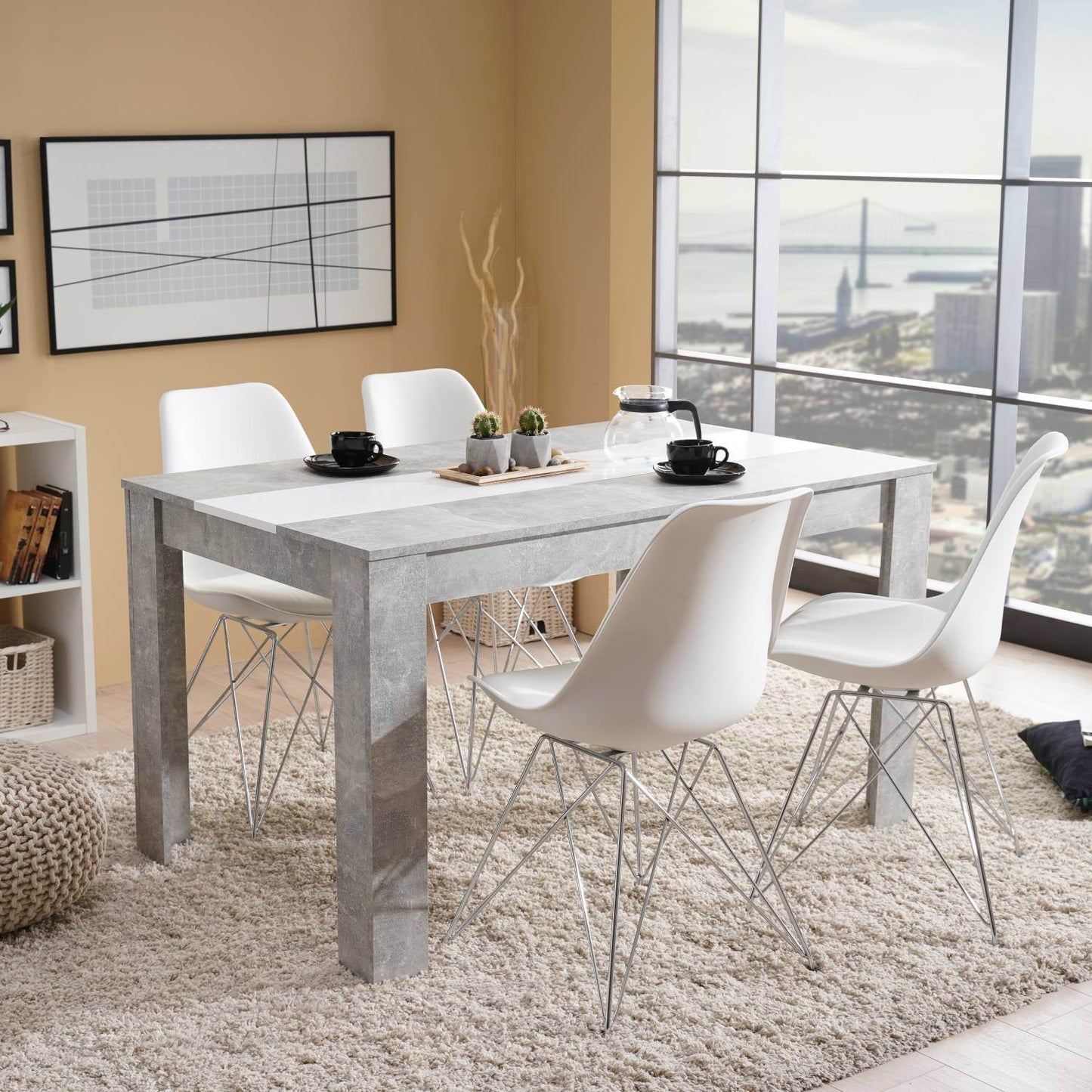 Esszimmertisch Holztisch 135x80 cm Massiv Grau - Palo24