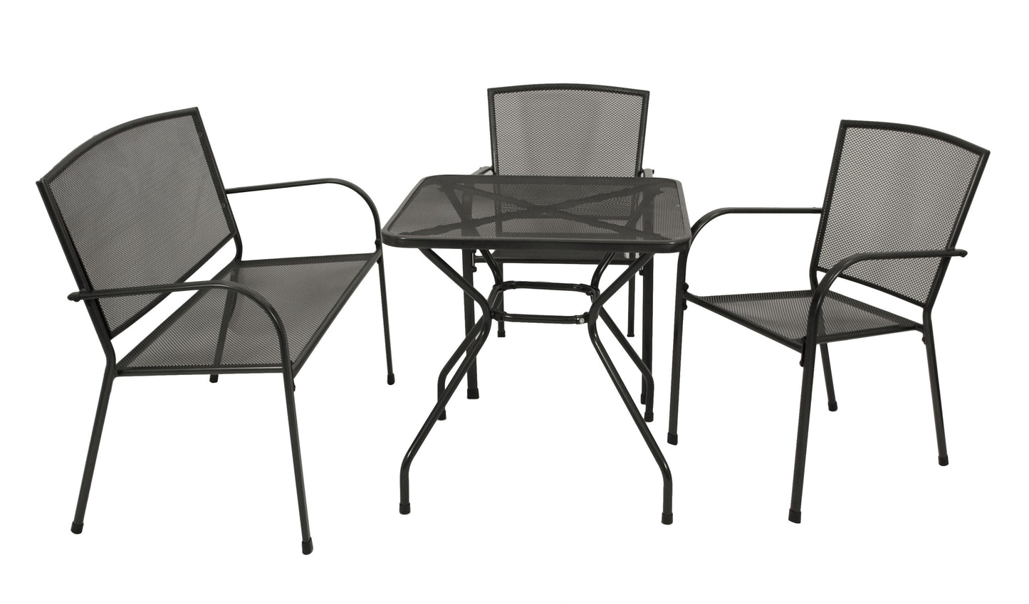 Set di mobili da giardino CLASSIC 4 pezzi, lamiera stirata antracite (tavolo 70x70cm)