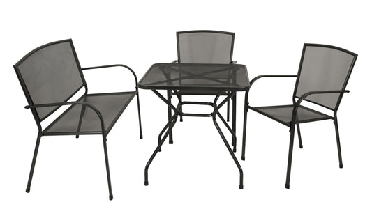 Salon CLASSIC, lot de 4, métal déployé anthracite (table 70x70cm)
