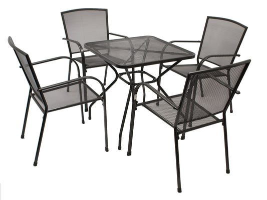 Ensemble de salon CLASSIC, 5 pièces, métal déployé anthracite (table 70x70cm)