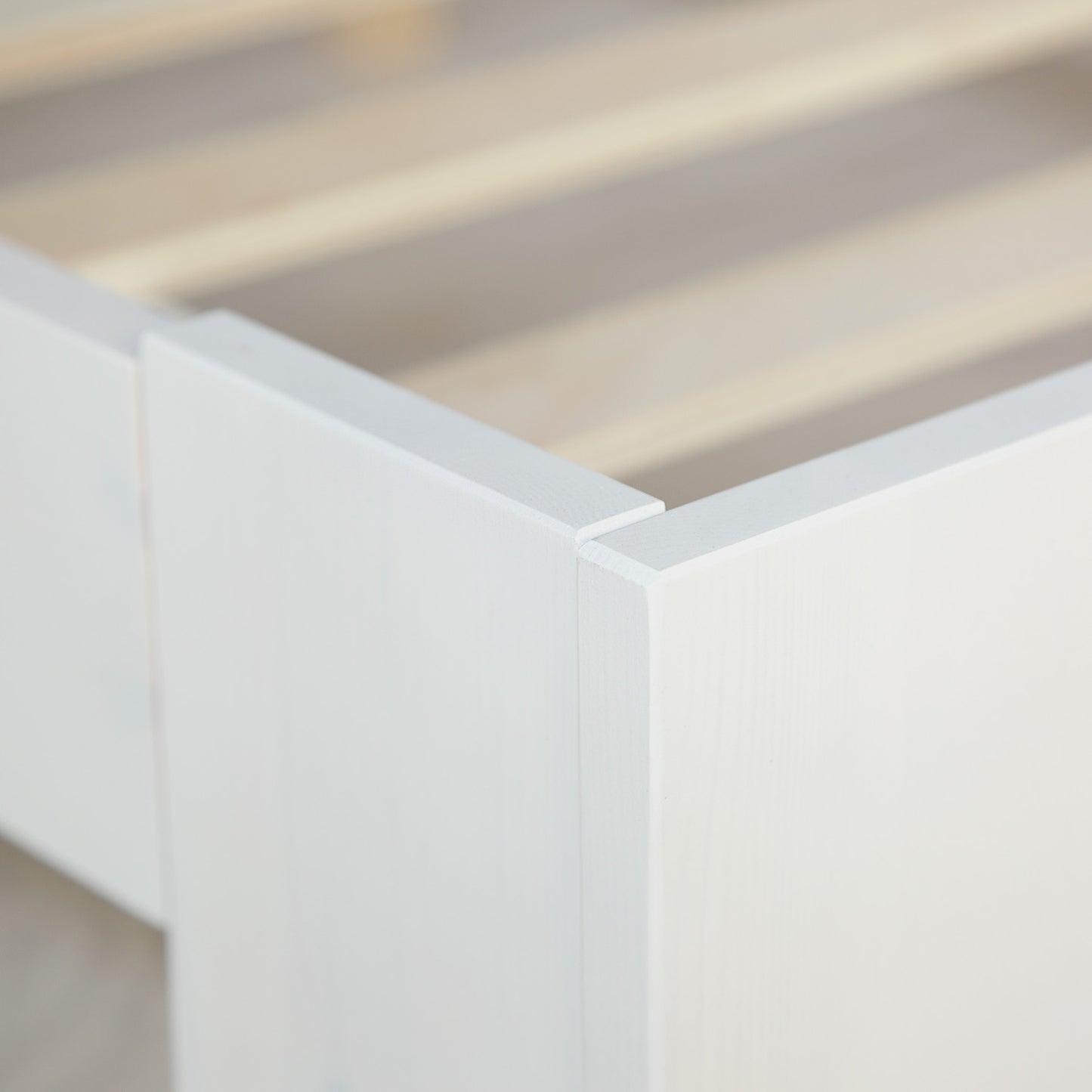 Holzbett 90x200 cm Weiss | Einzelbett | mit Lattenrost | massiv | Kind Jugend Gast