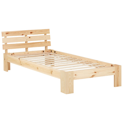 Holzbett 90x200 cm Natur | Einzelbett | mit Lattenrost | massiv | Kind Jugend Gast