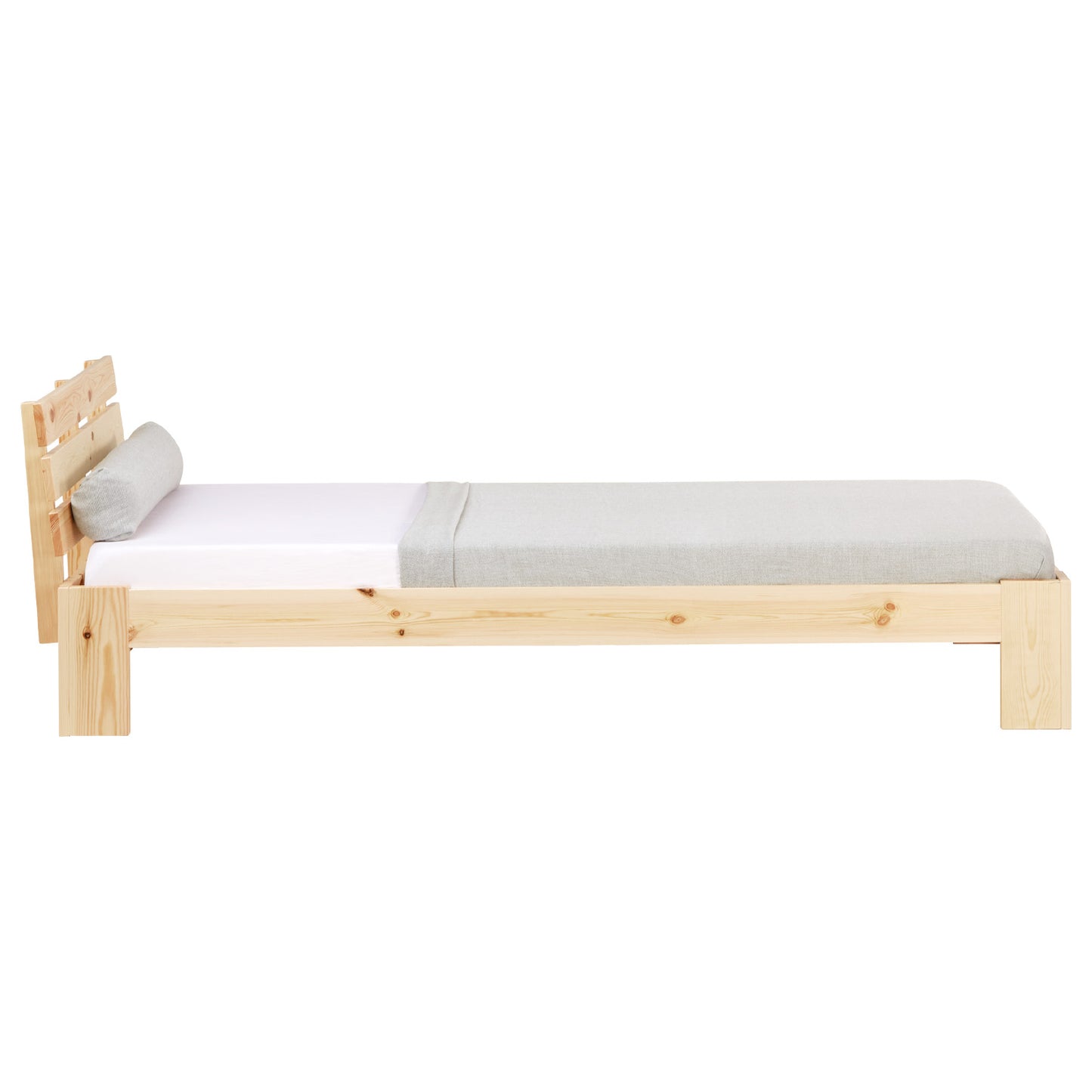 Holzbett 90x200 cm Natur | Einzelbett | mit Lattenrost | massiv | Kind Jugend Gast