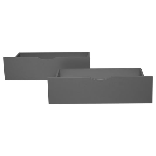 Bettkasten 2er Set Holz Aufbewahrung mit Rollen, Bett Schublade Bettauszug Box Grau