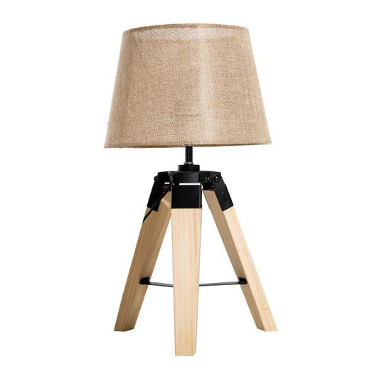 Lampe de table trépied lampe de table E27 aspect lin pin beige