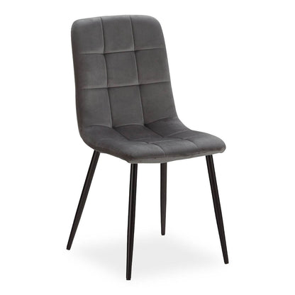 Esstisch mit 4 Stühlen Set Essgruppe Samt Grau Holz Weiss 120x80 cm Massiv - Palo24