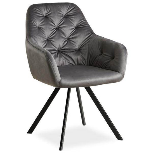 Polsterstuhl Samt Grau Modern Esszimmerstuhl Polstersessel Armlehnenstuhl - Palo24