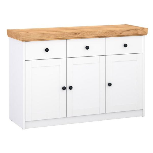 Cassettiera Credenza Legno Rovere Bianco Massello Credenza Alta Credenza