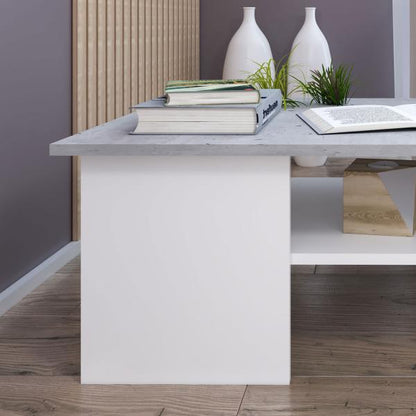 Table basse bois blanc aspect béton table de canapé table en bois table d'appoint