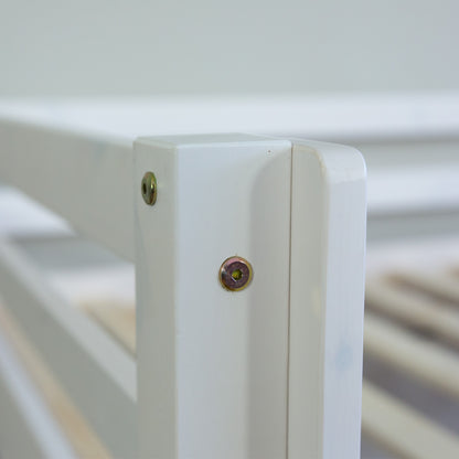 Hochbett Kinder 90x200 cm Weiss Basic | Rutsche | mit Lattenrost | ohne Vorhänge