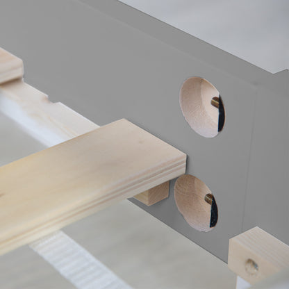 Holzbett mit Matratze und Lattenrost 140x200 Grau