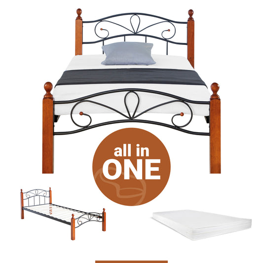 Metallbett mit Matratze Lattenrost 90x200 cm