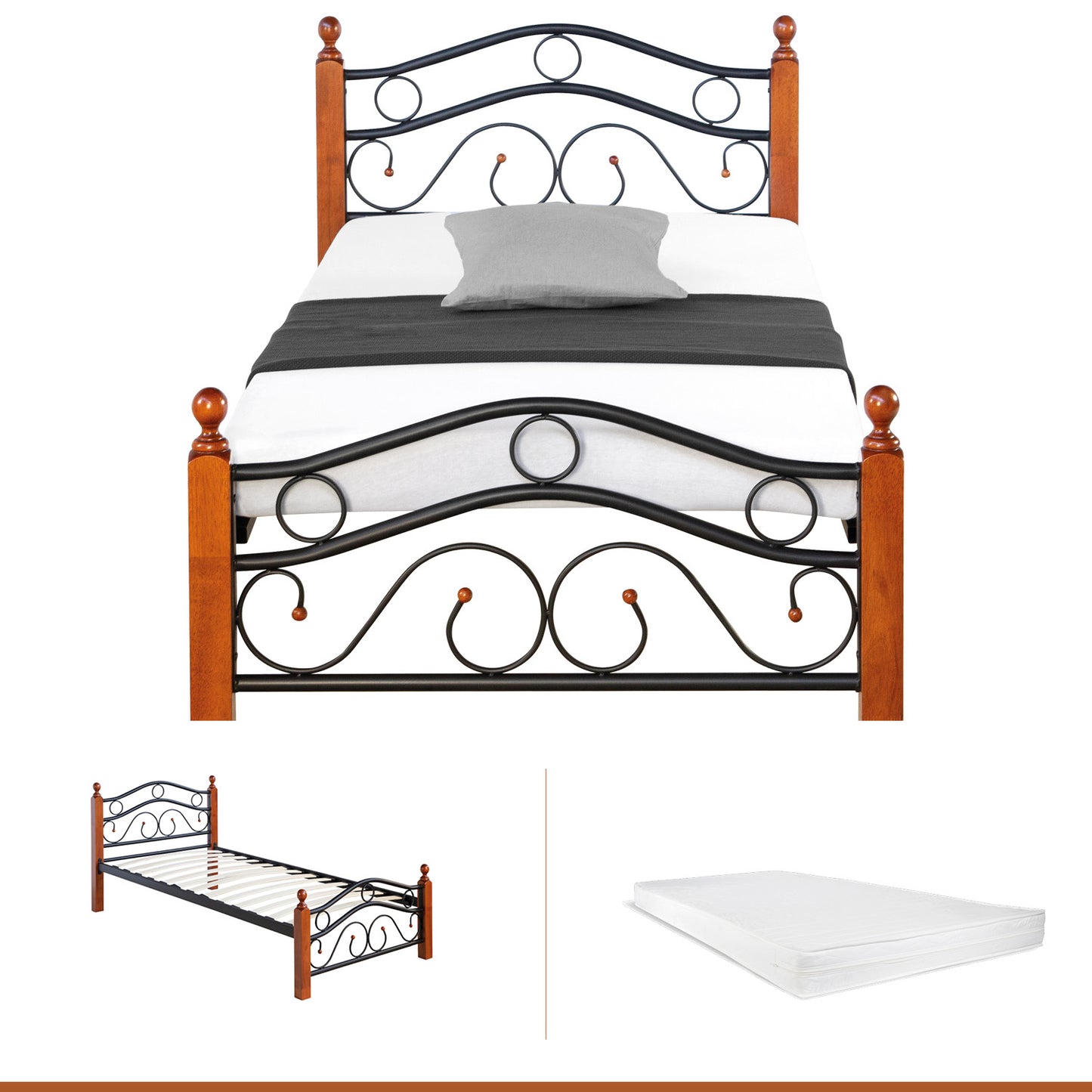 Metallbett mit Matratze Lattenrost 90x200 cm