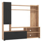 Wohnwand TV Schrank Anbauwand Schwarz Holz Eiche Fernsehschrank