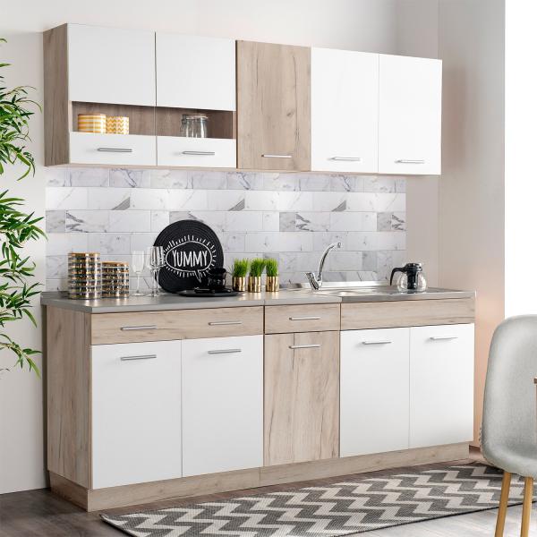 Mobile cucina senza elettrodomestici cucina componibile cucina singola mobili cucina 120 cm rovere bianco