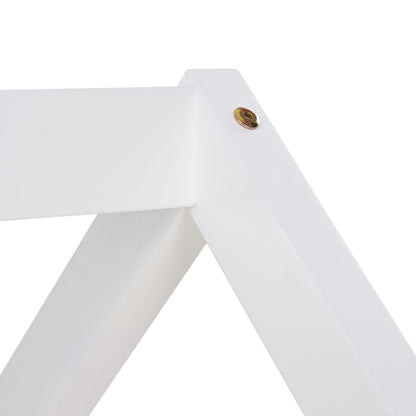 Kinderbett 90x200 cm Weiss | Hausbett mit Rausfallschutz | Montessori | Einzelbett | mit Lattenrost | Holz