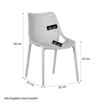 Gartenstuhl 2er Set Gartensessel Grau Kunststoff Stapelstühle Balkonstuhl Outdoor-Stuhl