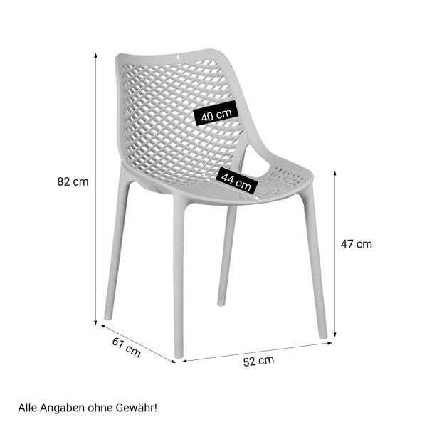 Gartenstuhl 6er Set Gartensessel Grau Stühle Kunststoff Stapelstühle Balkonstuhl Outdoor-Stuhl