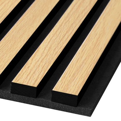 2er-Set Akustikpaneele Wandpaneele 60 x 60 cm Natur Eiche Holz 3D Leisten - Palo24