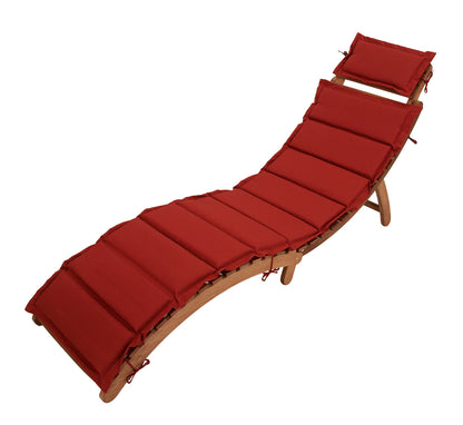 Klappliege IPANEMA, Akazie geölt, mit Auflage rot