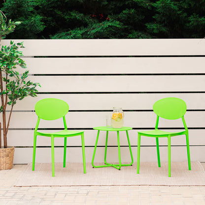 Gartenstuhl 4er Set Grün Kunststoff Stapelstühle Balkonstuhl