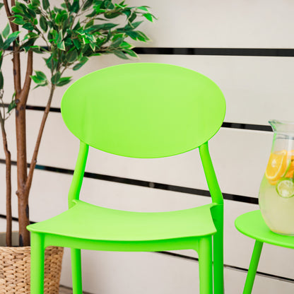 Gartenstuhl 4er Set Grün Kunststoff Stapelstühle Balkonstuhl