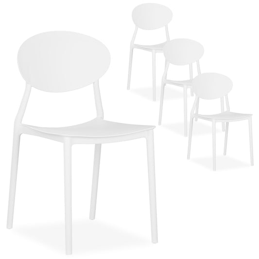 Gartenstuhl 4er Set Weiss Küchenstühle Kunststoff Stapelstühle Balkonstuhl