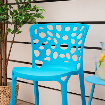 Gartenstuhl 6er Set Modern Blau Kunststoff Stapelstühle