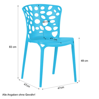 Gartenstuhl 6er Set Modern Blau Kunststoff Stapelstühle