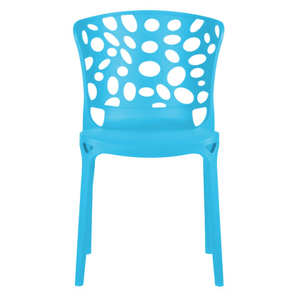 Gartenstuhl 6er Set Modern Blau Kunststoff Stapelstühle