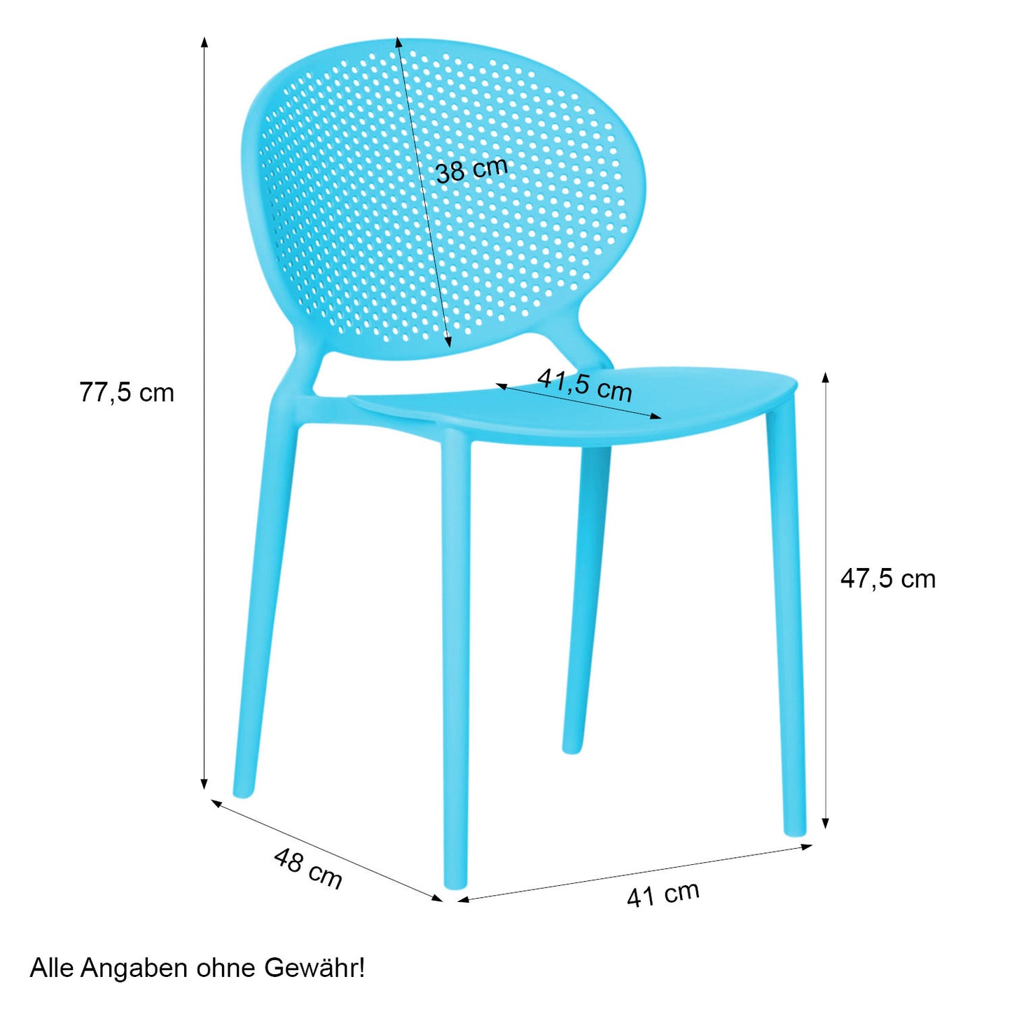 Gartenstuhl 4er Set Blau Kunststoff Stapelstühle Balkonstuhl