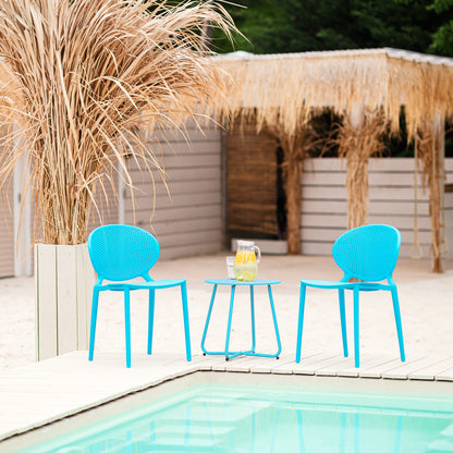 Gartenstuhl 4er Set Blau Kunststoff Stapelstühle Balkonstuhl