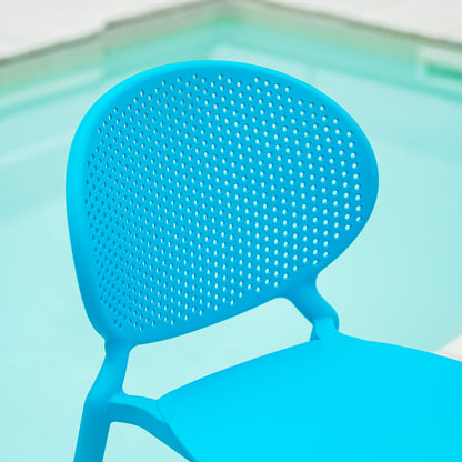 Gartenstuhl 4er Set Blau Kunststoff Stapelstühle Balkonstuhl