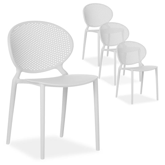 Gartenstuhl 4er Set Grau Kunststoff Stapelstühle Balkonstuhl