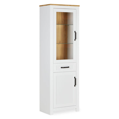 Vitrine Highboard Weiss Eiche